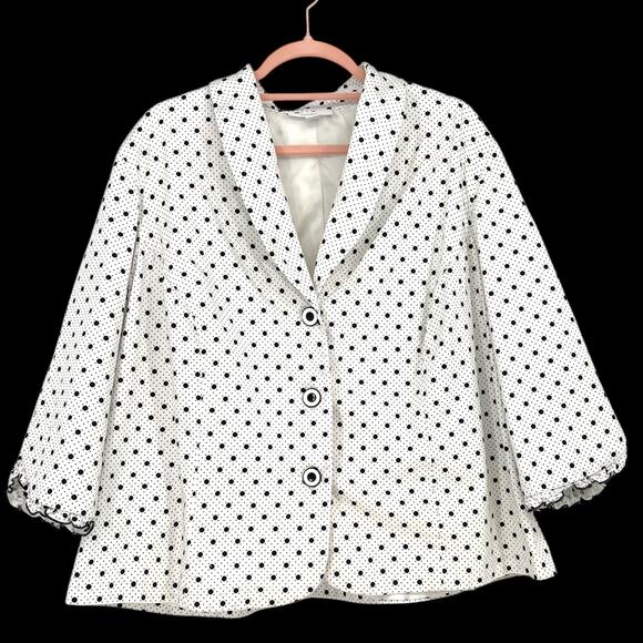 DRESSBARN Kitschy Polka Dot Swing Jacket 2X Quaint Festival Retro Ruffled - Picture 1 of 10